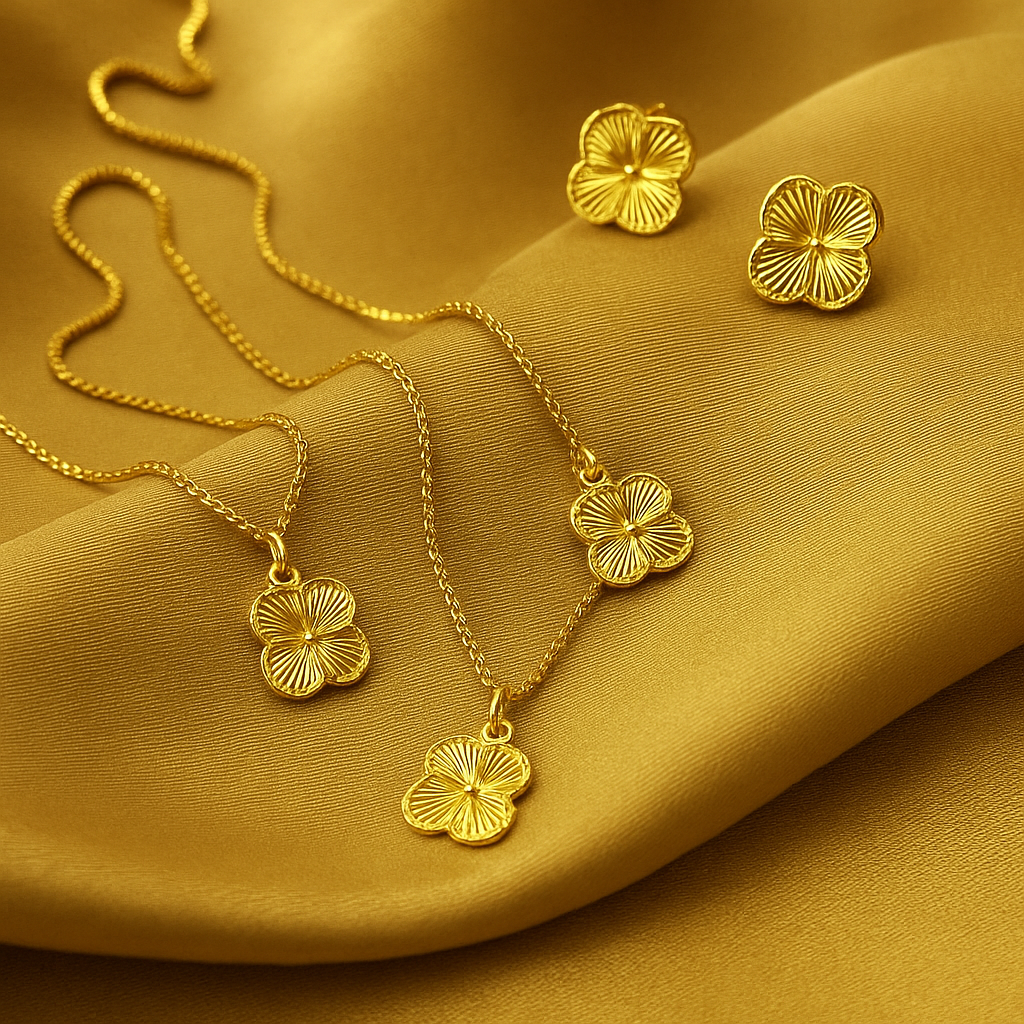 Golden Blossom Pendent Set