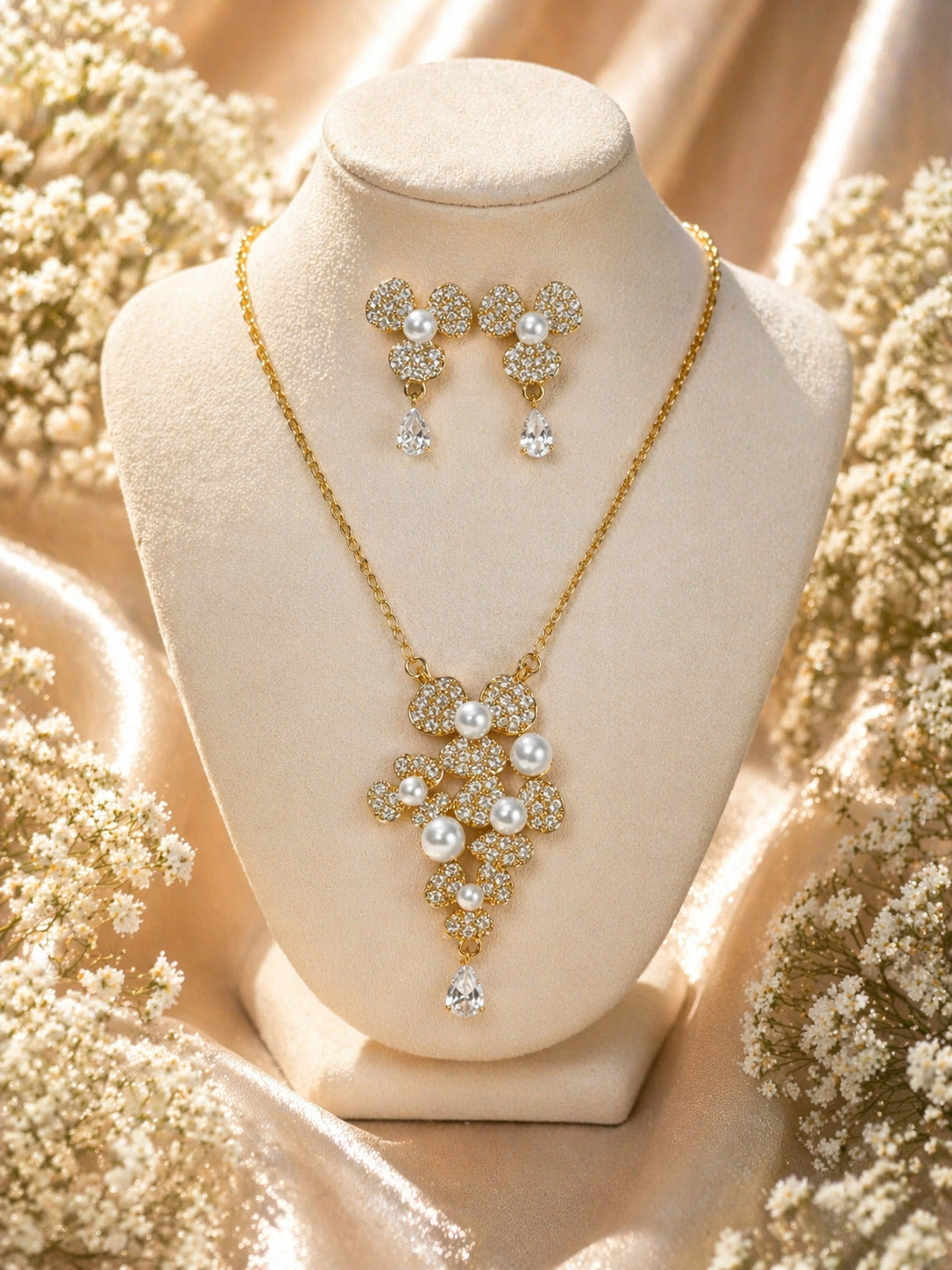 Pearl Crystal Cluster Set
