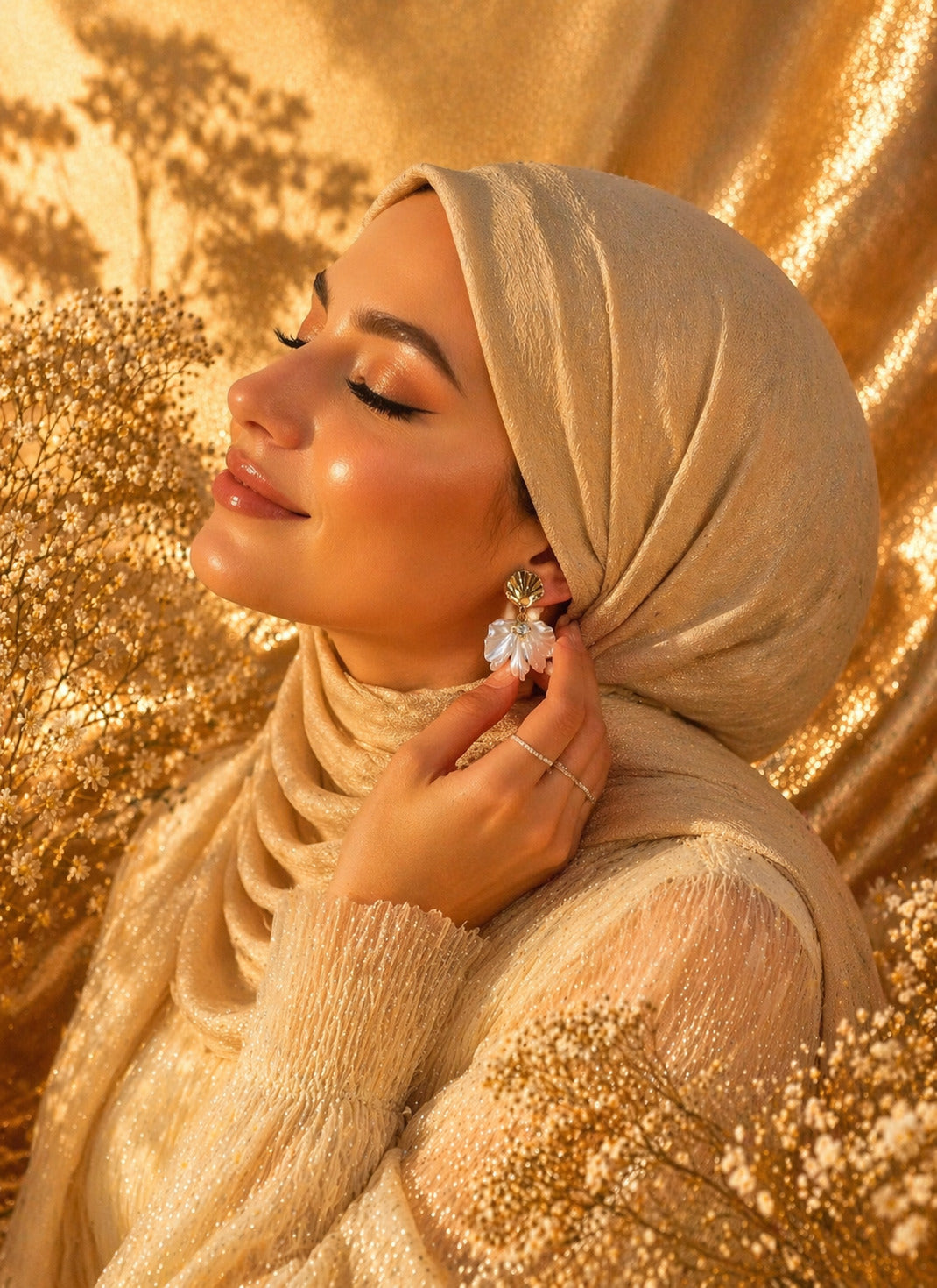 أقراط بتلة ذهبية متدلية