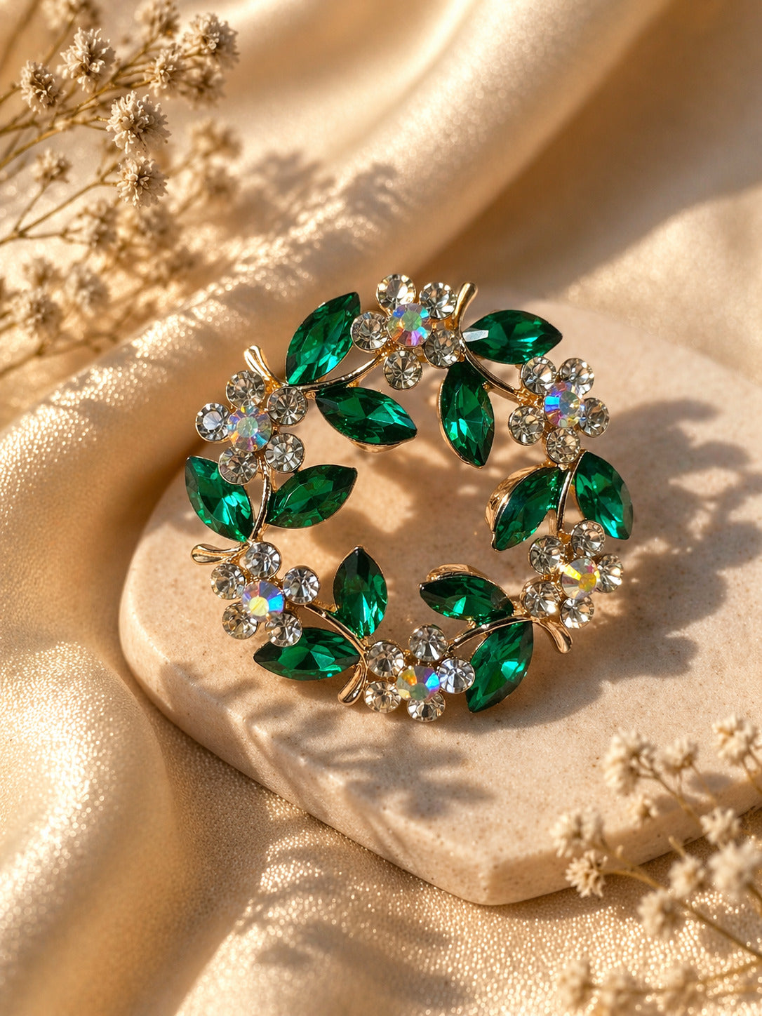 Crystal Blossom Circle Brooch