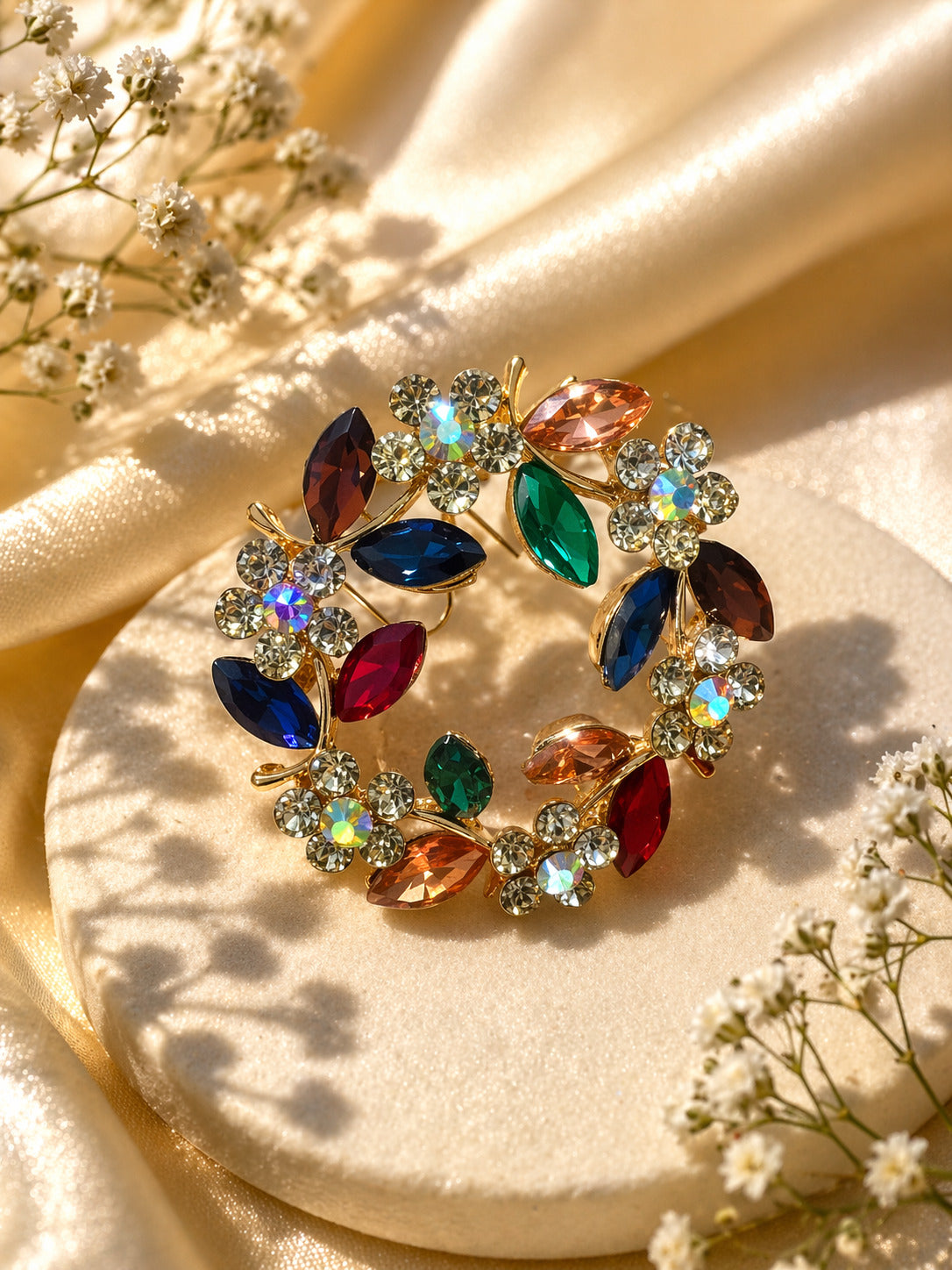 Crystal Blossom Circle Brooch