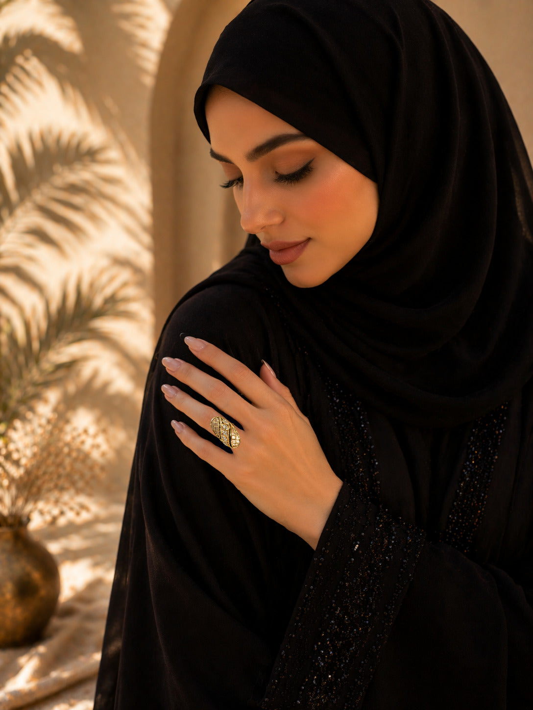 Gold Crystal Lattice Ring