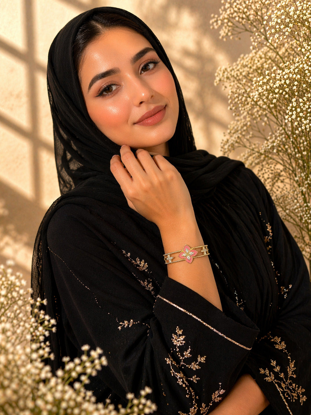 سوار أنيق بتصميم الزهور
