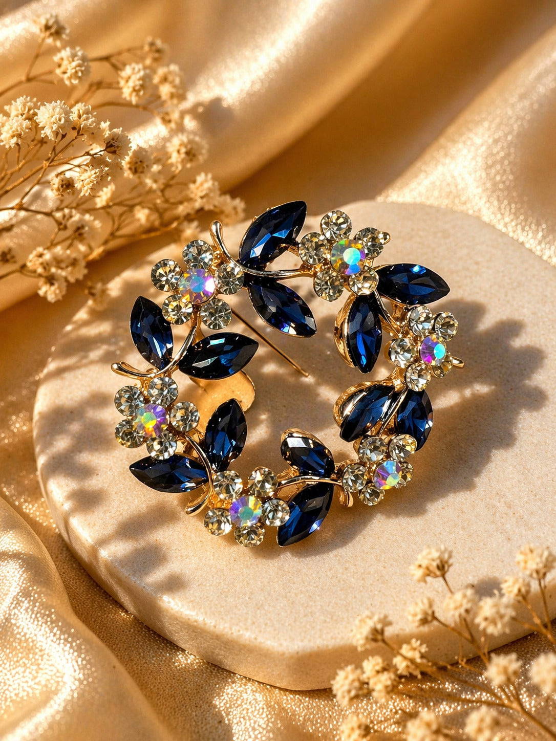 Crystal Blossom Circle Brooch