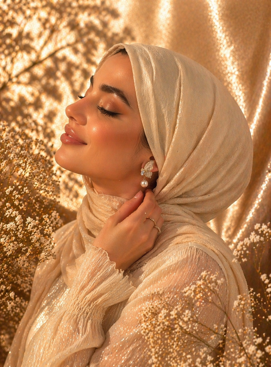 أقراط اللؤلؤ المتدلية على شكل فراشة