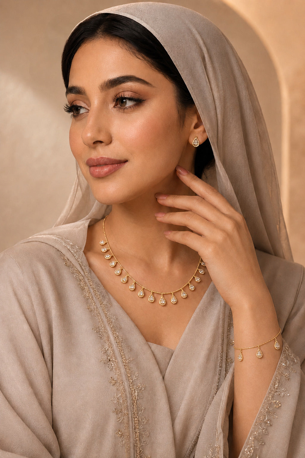 Aurelia Teardrop Necklace & Bracelet Set
