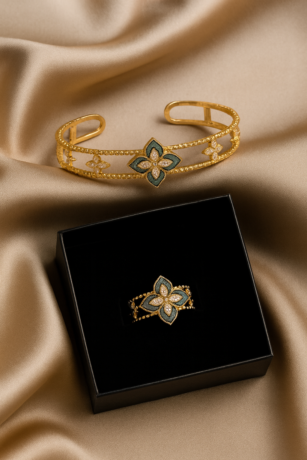 Aqua Bloom Bracelet & Ring Set