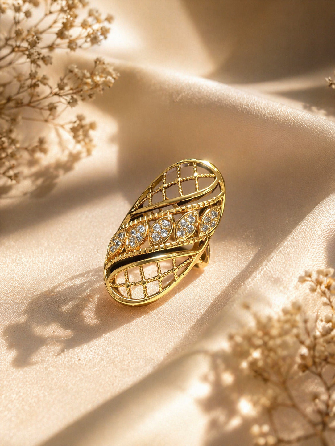 Gold Crystal Lattice Ring