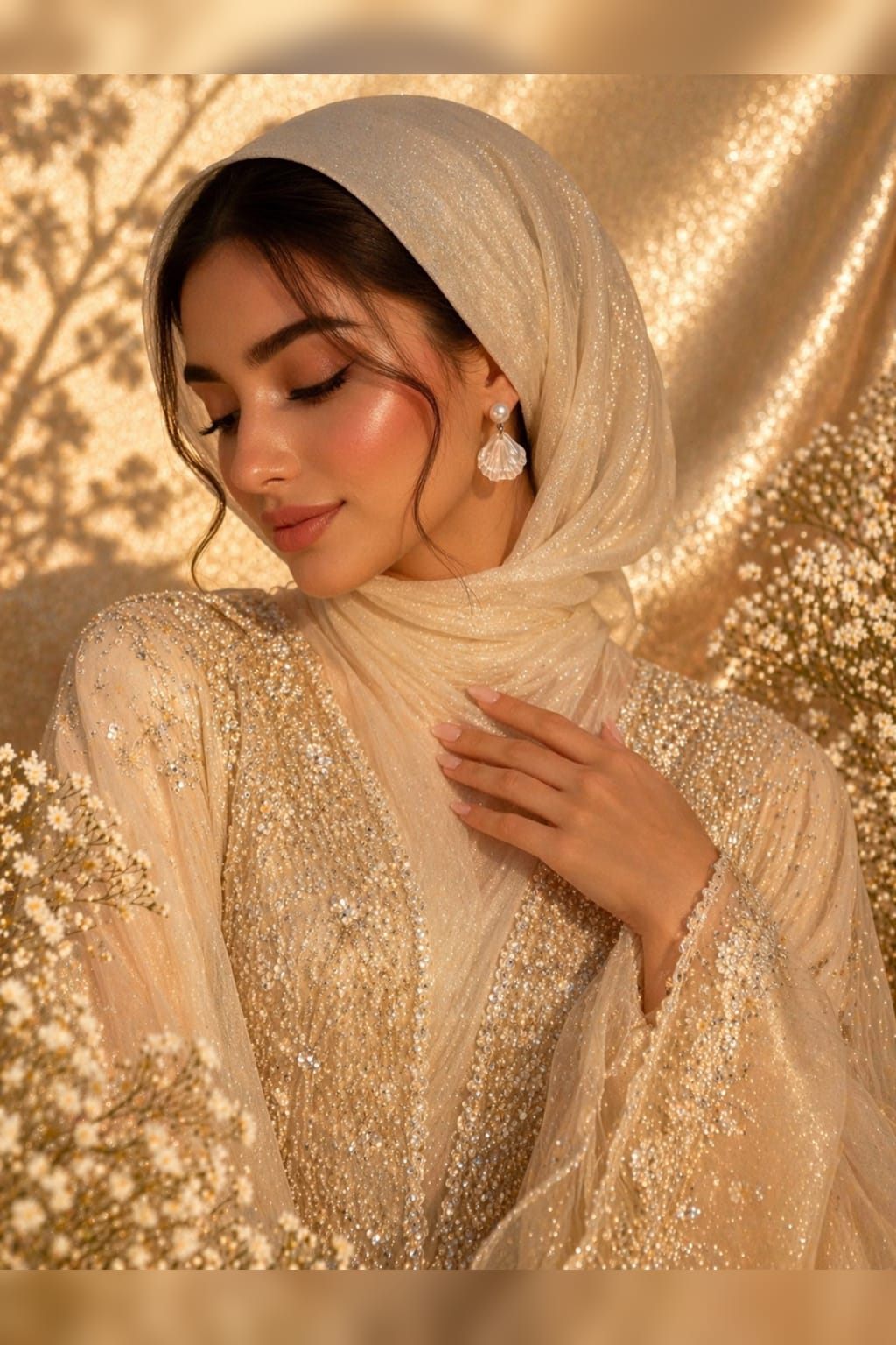 أقراط متدلية على شكل صدفة اللؤلؤ